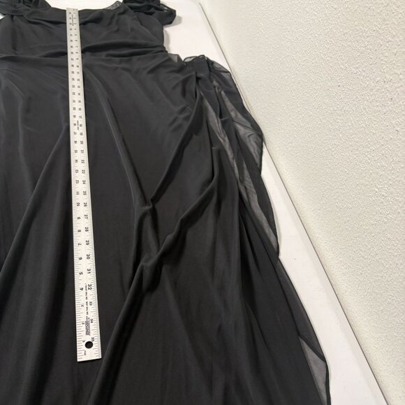 Alex Evenings Draped Cold Shoulder Long Evening Gown Size 12 Black Ruched Dress - Picture 12 of 16